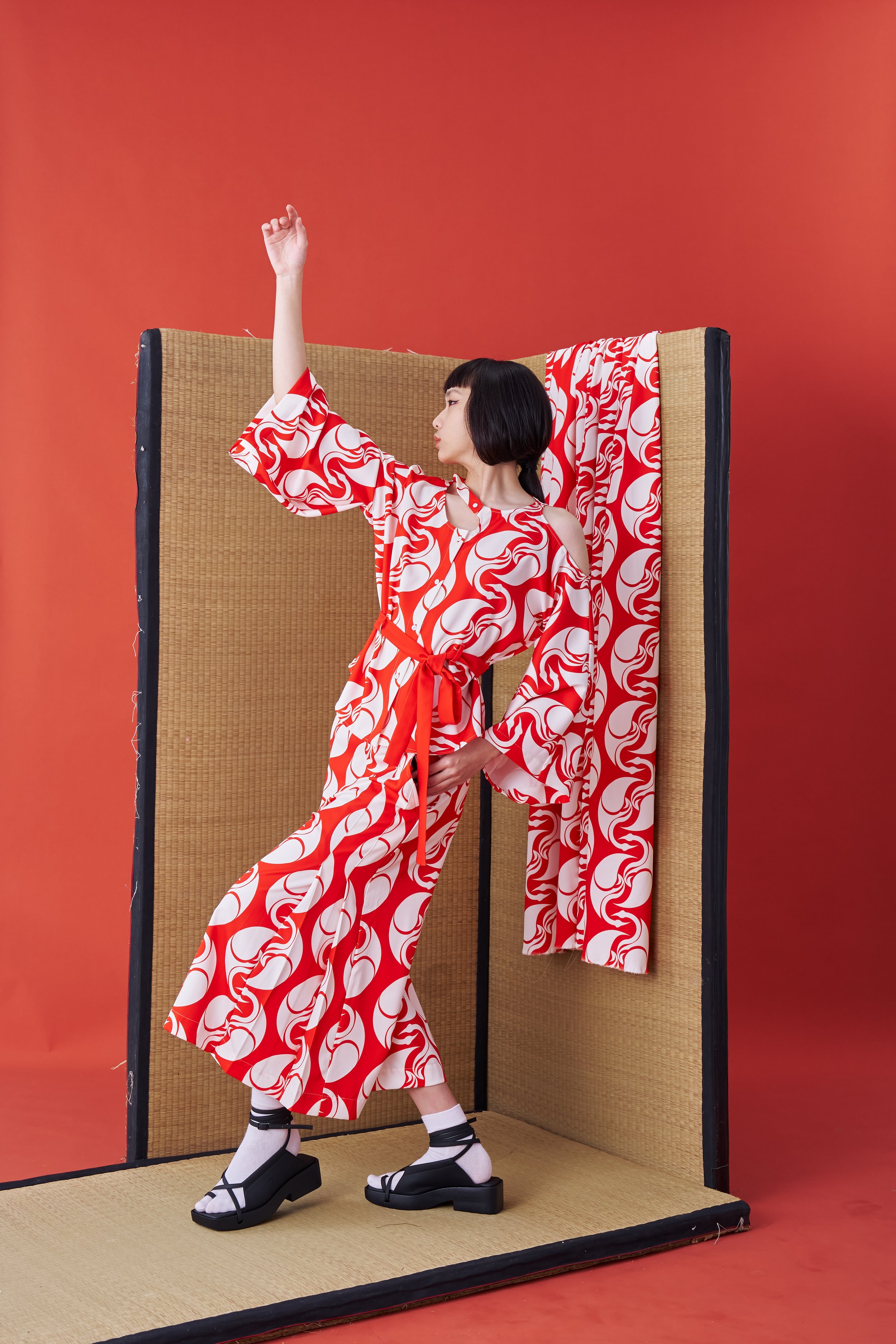 ★komono★ INF Deconstructed Japanese Kimono-inspired Wide Sleeve Tie Shirt